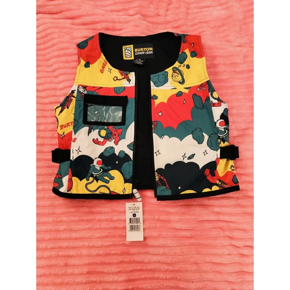 NWT Burton Riglet LTR Space Print Ski Vest Multicolor L/XL Kids Adjustable Strap